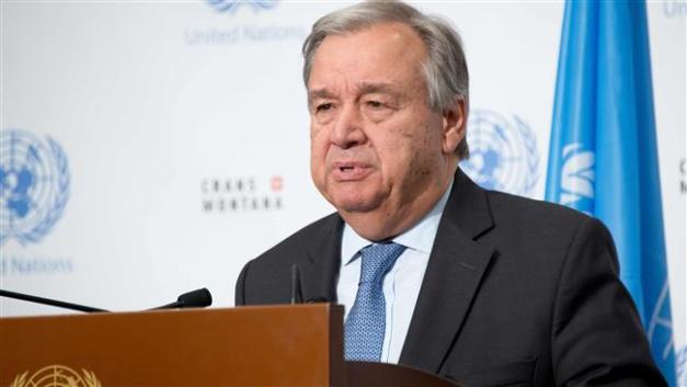 This July 7, 2017 file photo provided by the United Nations shows Secretary General Antonio Guterres addressing a press conference in the Swiss resort of Crans-Montana. (Photos by AFP)